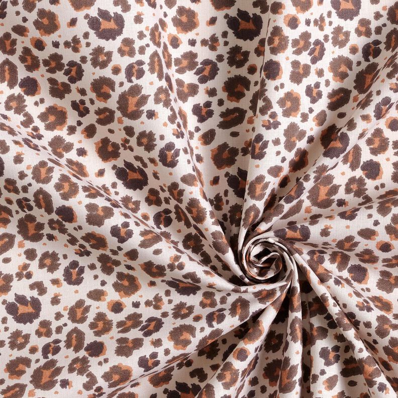 tessuto in cotone cretonne grandi macchie di leopardo – marrone medio/beige chiaro,  image number 3