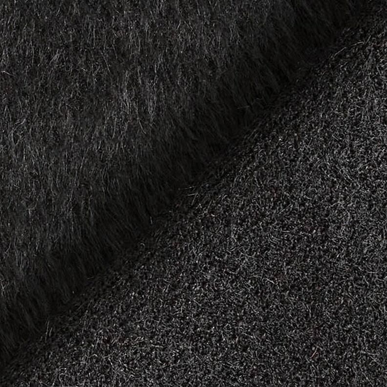 Tessuto per cappotto in maglia soffice tinta unita – nero,  image number 3