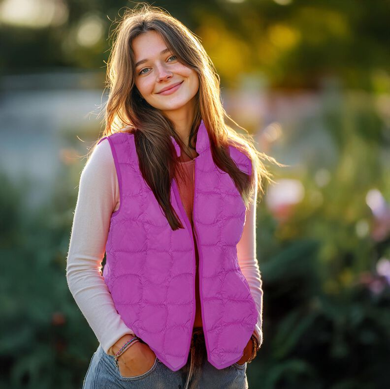 tessuto trapuntato Quadrati ondulati – azzurro/porpora,  image number 5