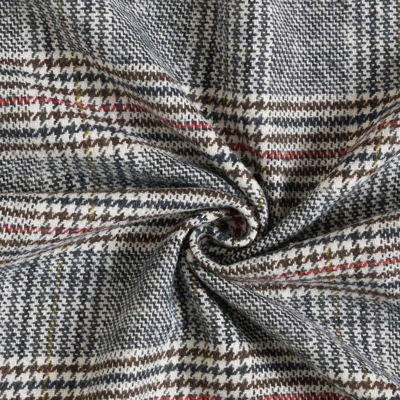 Tessuto per cappotto misto cotone Principe di Galles – bianco/blu notte,  image number 4