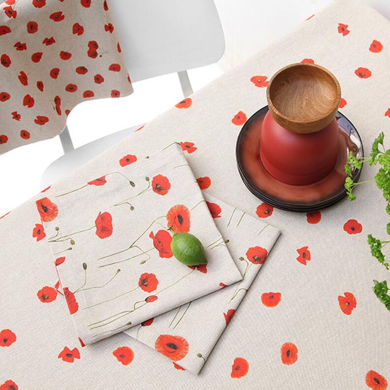 tessuto arredo mezzo panama papavero grande – rosso carminio/naturale, image number 6