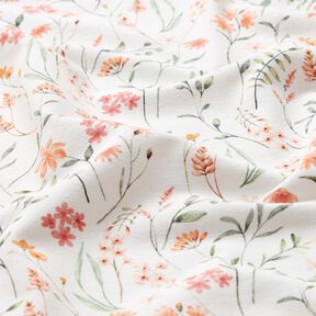 GOTS jersey di cotone Prato di fiori selvatici stampa digitale – avorio, 