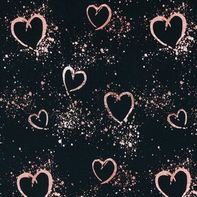 jersey di cotone Cuori con riflessi dorati | Glitzerpüppi – nero-azzurro/rosa antico scuro, 