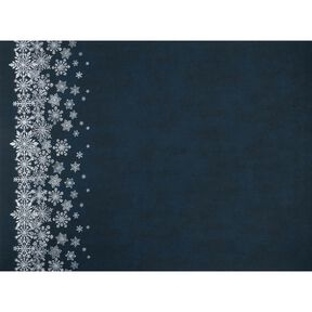 French terry, felpa estiva Fiori di ghiaccio tessuto con bordura | Glitzerpüppi – blu notte/bianco, 