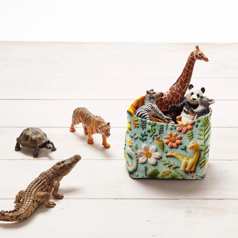 popeline di cotone Dinosauri di argilla stampa digitale – canna palustre,  image number 6