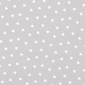 Popeline di cotone biologico con cuori sparsi – grigio chiaro, 