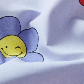 cotone rivestito Fiori allegri | Poppy Fabrics – azzurro baby/rosa, 