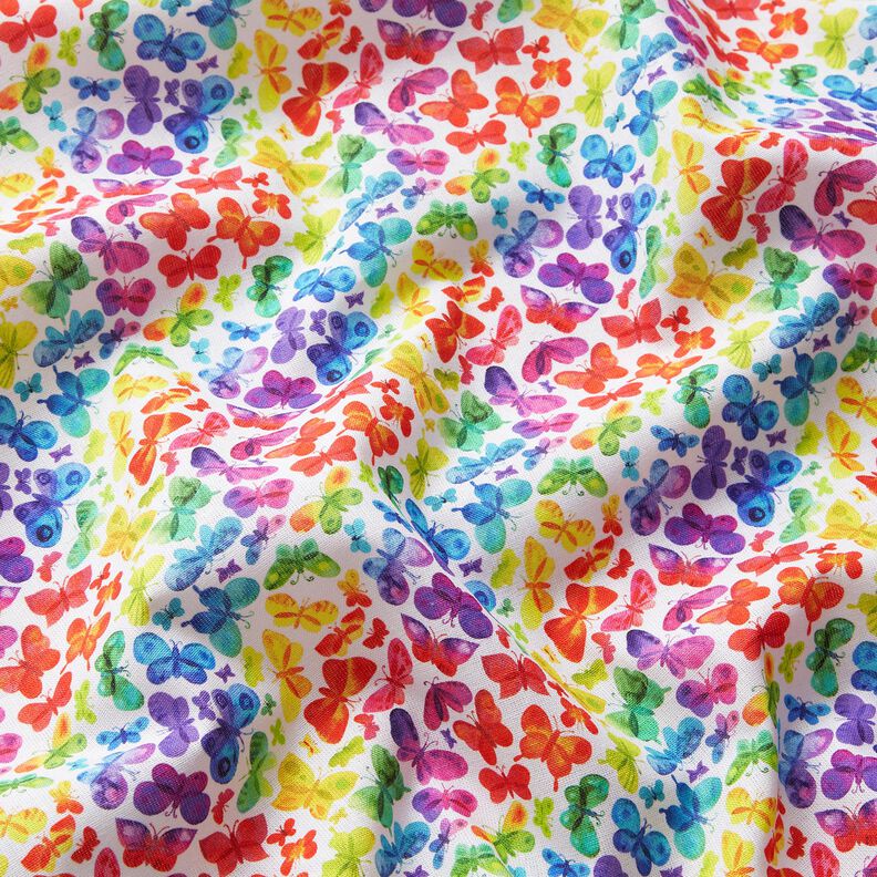 popeline di cotone Farfalle arcobaleno stampa digitale – bianco/mix di colori, image number 2
