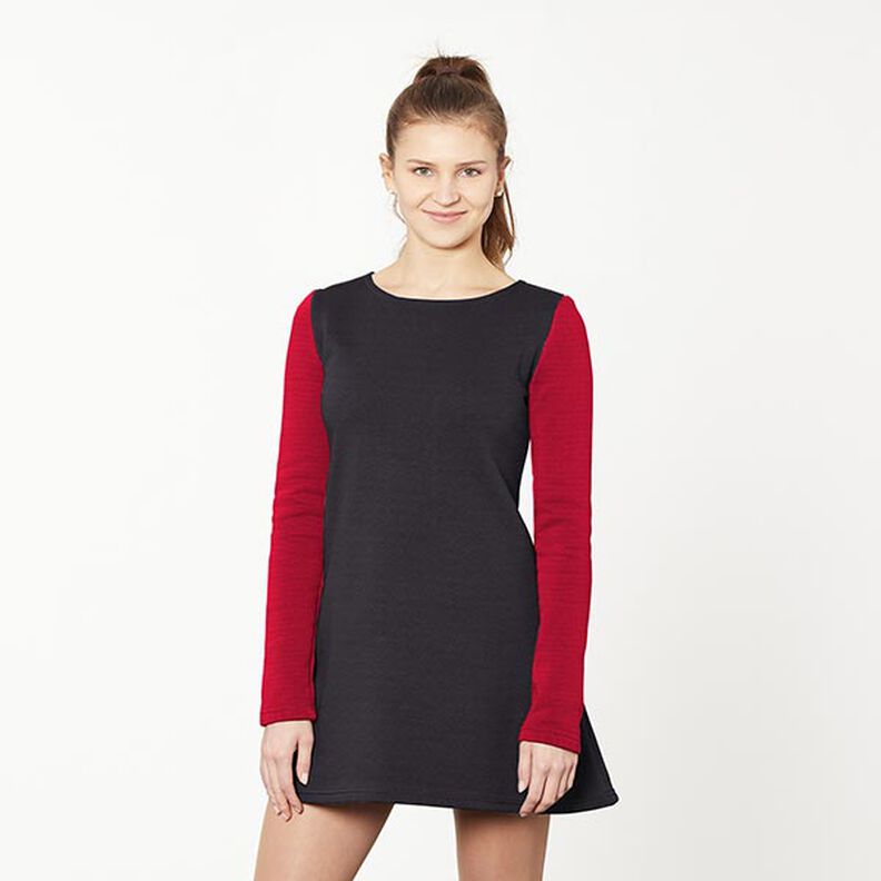 Jersey semplice double face – rosso carminio/blu notte, image number 5
