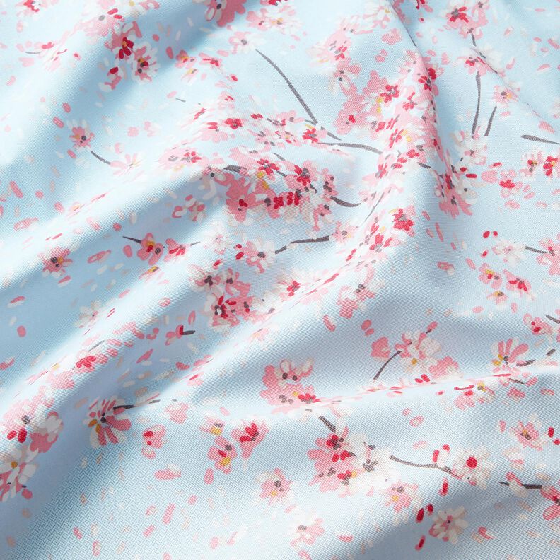 tessuto arredo mezzo panama Rami di fiori di ciliegio – azzurro/rosa,  image number 2