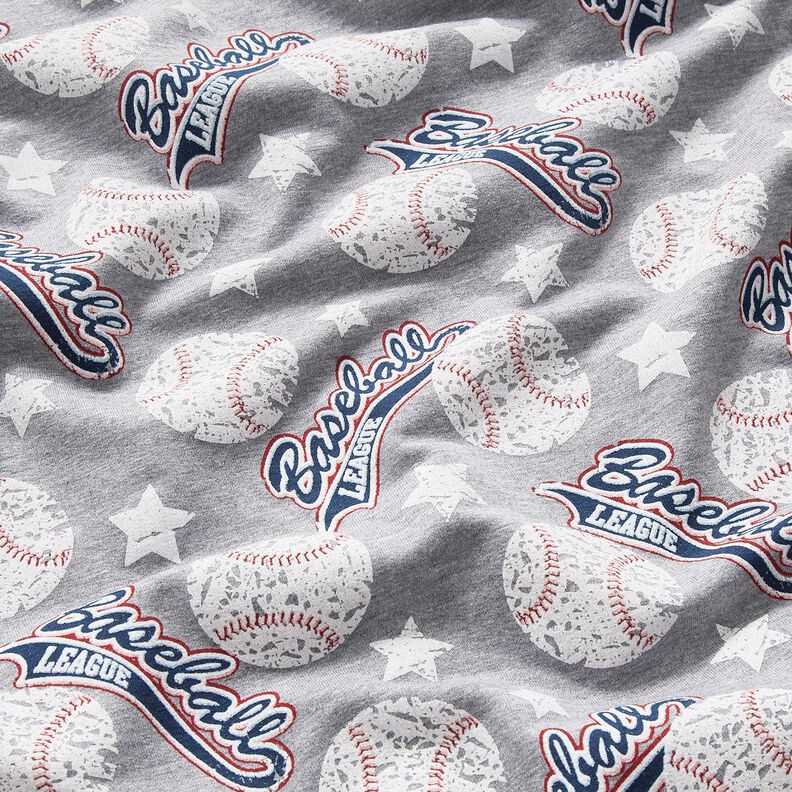 French terry, felpa estiva baseball – argento/bianco,  image number 2