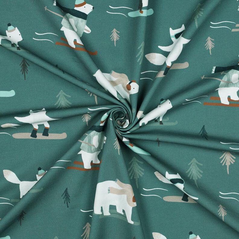 French terry, felpa estiva animali e sport invernali stampa digitale | Poppy Fabrics – petrolio, image number 3