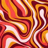 satin di cotone Onde retrò | Poppy Fabrics – rosso Bordeaux/giallo curry,  thumbnail number 1