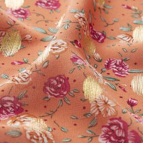 Chiffon a fiori crêpe e pois dorati – aragosta, 
