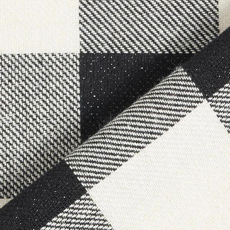 Tessuto in cotone lurex a quadri – nero/bianco,  image number 5