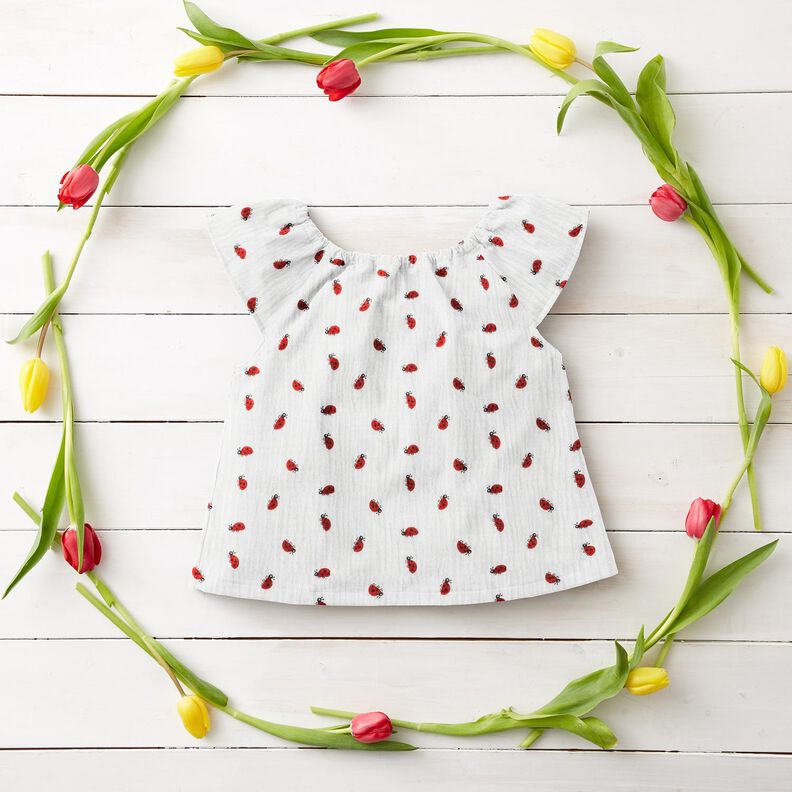 mussolina / tessuto doppio increspato coccinella – avorio,  image number 6