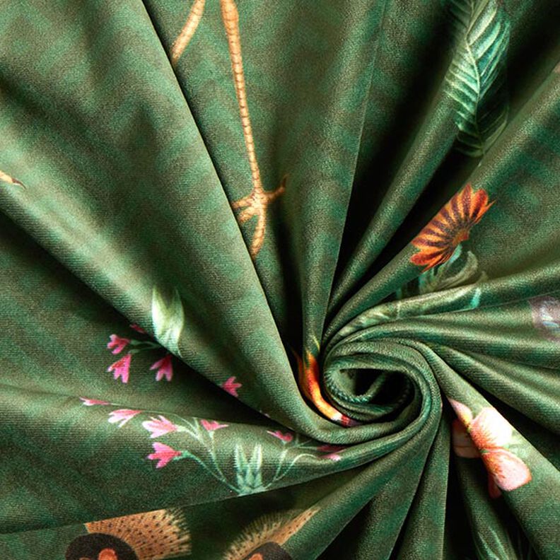 tessuto stampa digitale, velluto, Snake – verde scuro/grigio, image number 3