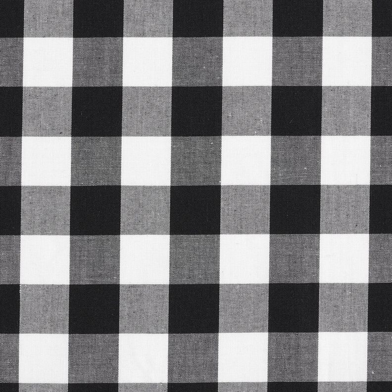 tessuto per camicie Grandi quadretti stile country – bianco/nero,  image number 1