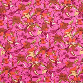jersey di viscosa Delicati fiori – porpora/rosso fuoco, 