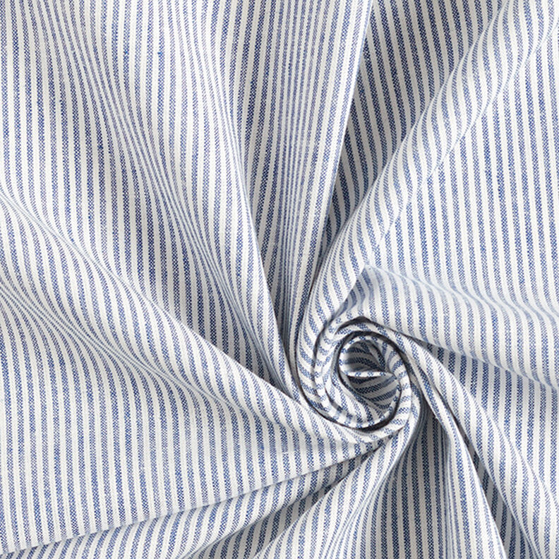 misto cotone-lino righe sottili – colore blu jeans/bianco lana,  image number 3