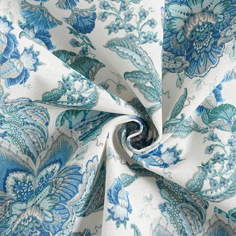 tessuto arredo tessuto canvas ornamenti floreali orientali 280 cm – bianco/blu,  image number 3