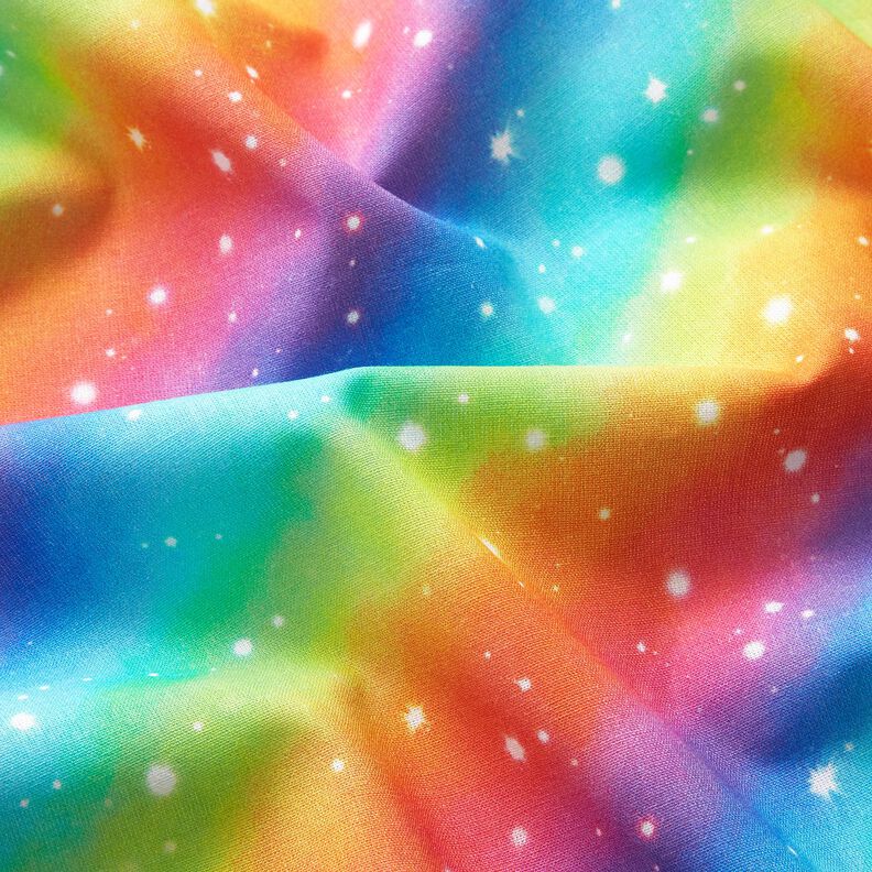 popeline di cotone Polvere di stelle arcobaleno stampa digitale – blu reale/mix di colori,  image number 2