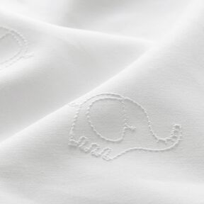 satin di cotone Ricamo di elefanti – bianco, 