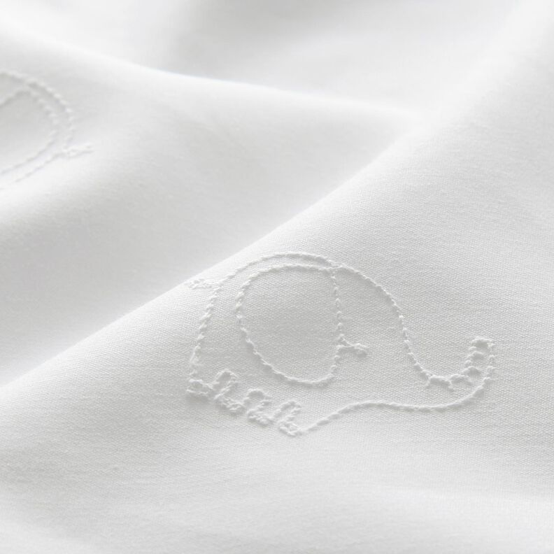 satin di cotone Ricamo di elefanti – bianco, image number 2