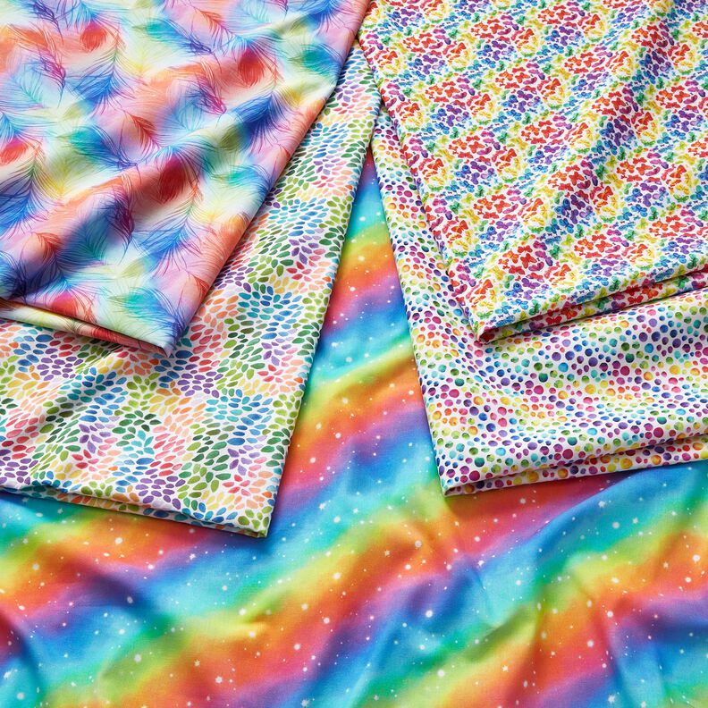 popeline di cotone Polvere di stelle arcobaleno stampa digitale – blu reale/mix di colori,  image number 5