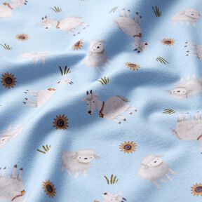 jersey di cotone Pecore e capre stampa digitale – azzurro, 