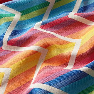 tessuto arredo Jacquard zig-zag arcobaleno – bianco, 