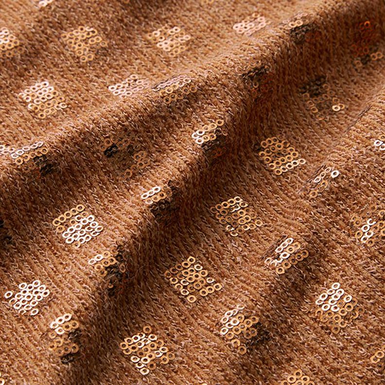 Tasche in maglia con quadrati di paillettes – caramello, image number 2