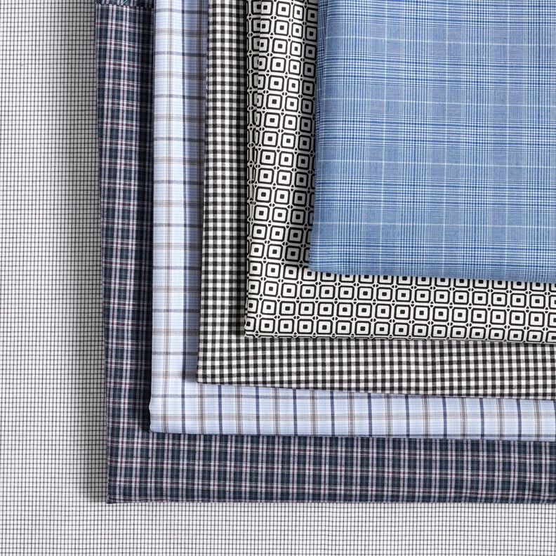 Tessuto per camicia a quadretti doppi – blu marino/rosso Bordeaux,  image number 5