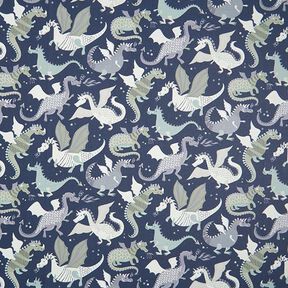 tessuto in cotone cretonne draghi & mostri – antracite/verde, 