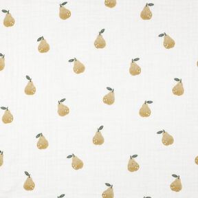 mussolina / tessuto doppio increspato pera stampa digitale | Poppy Fabrics – bianco/oliva giallastro, 