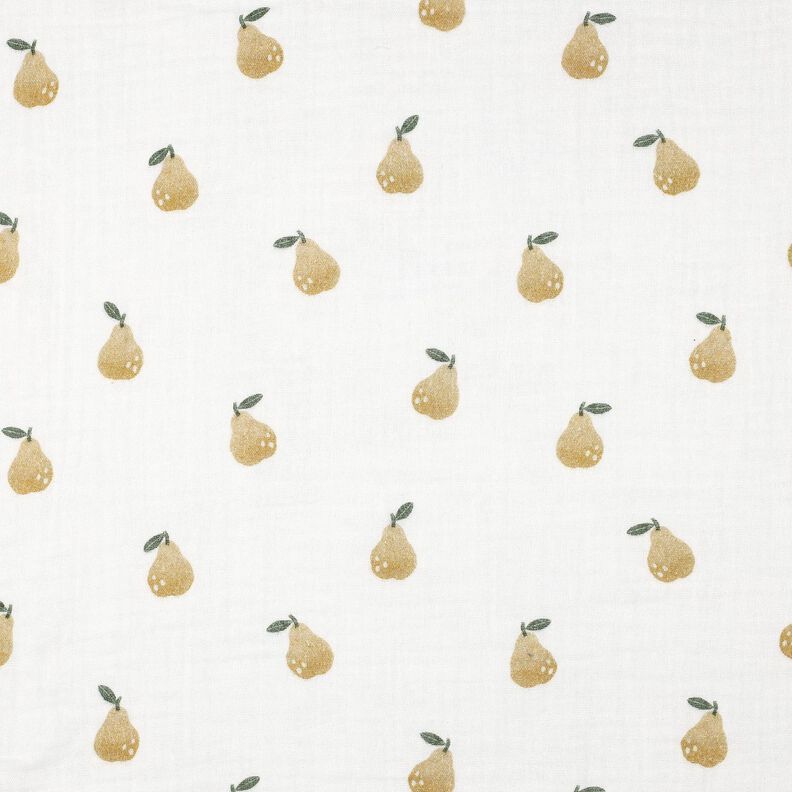 mussolina / tessuto doppio increspato pera stampa digitale | Poppy Fabrics – bianco/oliva giallastro,  image number 1