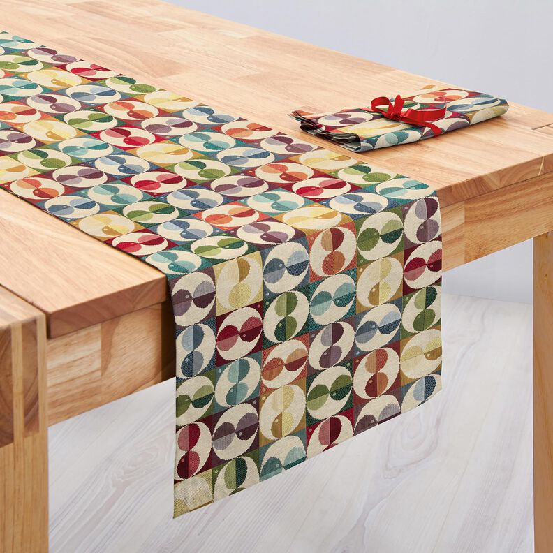 tessuto arredo gobelin Cerchi e quadrati – beige chiaro/blu, image number 7