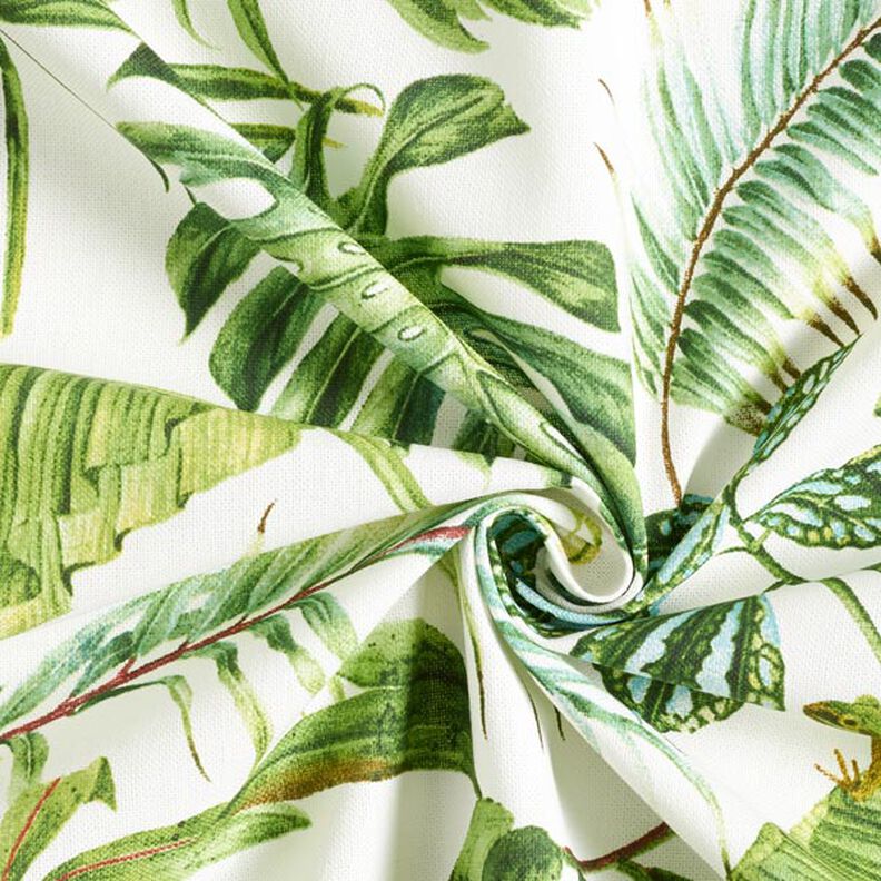 tessuto arredo mezzo panama foglie esotiche – verde/bianco,  image number 4