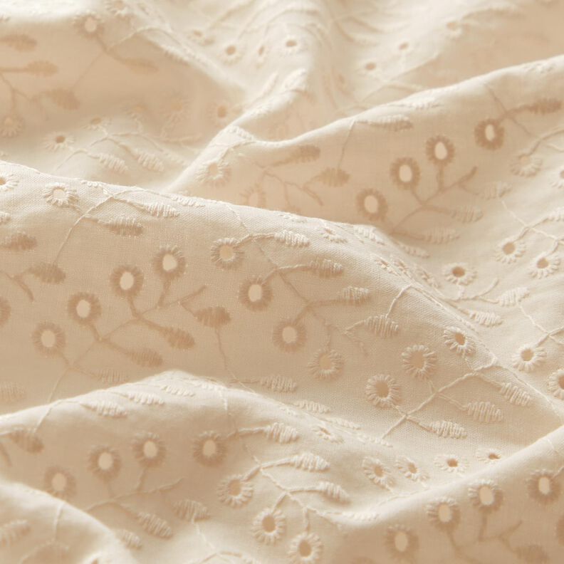 batista ricami a giorno Tralci di foglie – crema,  image number 2