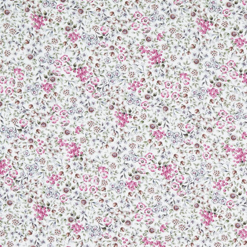 popeline di cotone Mare di fiori stampa digitale – bianco/porpora,  image number 1