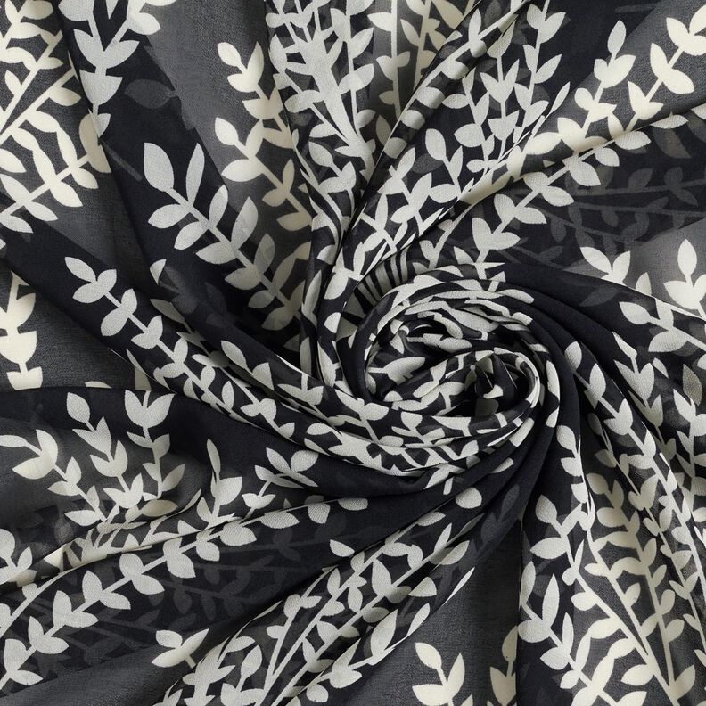 Grandi rami in chiffon &ndash; nero/bianco,  image number 3