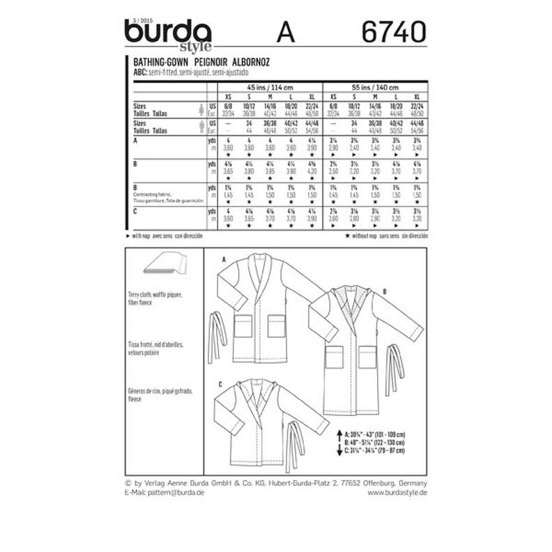 Accappatoio, Burda 6740,  image number 8