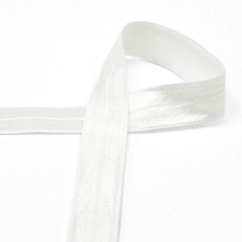 Fettuccia elastica (piega in gomma) lucida [20 mm] – bianco lana,  image number 1