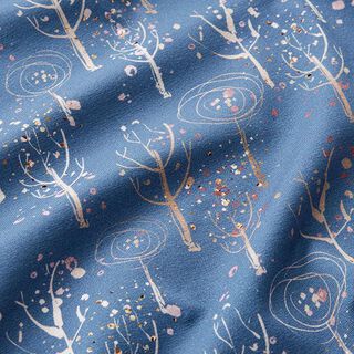 jersey di cotone alberi astratti stampa digitale – colore blu jeans, 