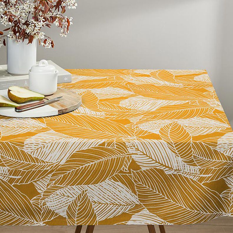 tessuto arredo tessuti canvas grandi foglie – giallo curry, image number 6