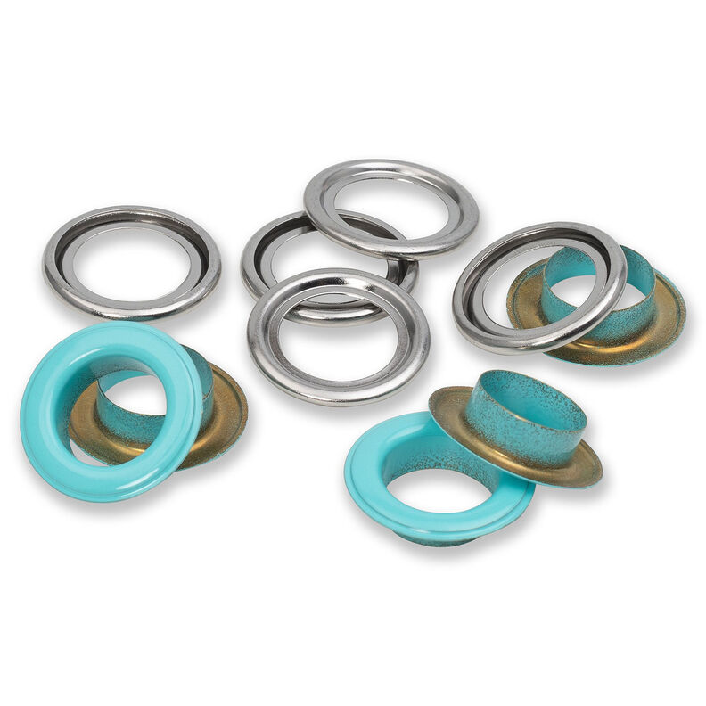 Occhielli con rondelle [15 pezzi | Ø 14 mm] | Prym – menta/argento effetto metallizzato,  image number 2
