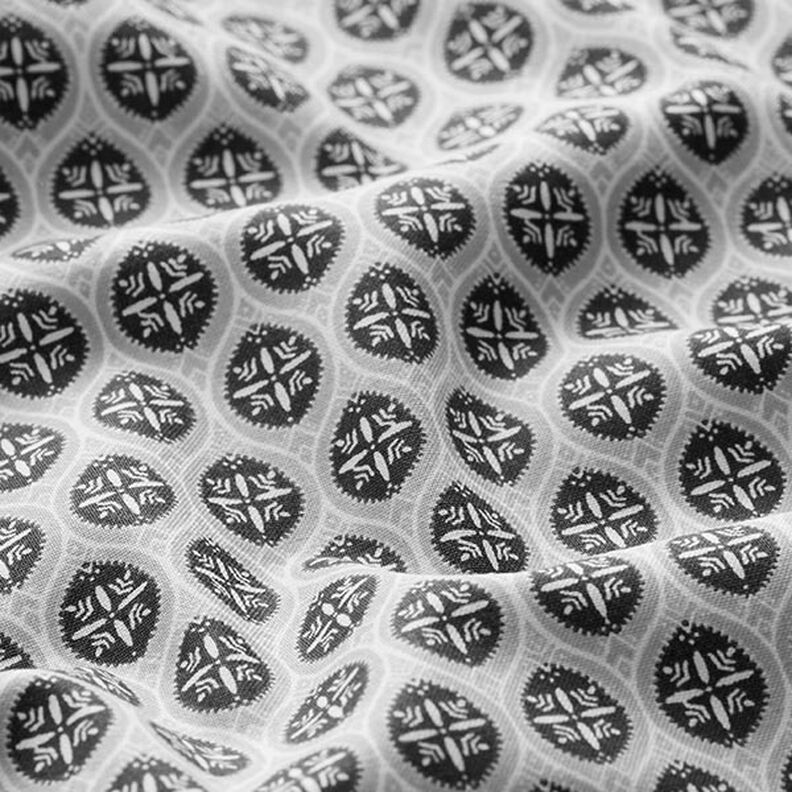 Cretonne di cotone Motivo ornamentale a mattonelle – grigio/antracite,  image number 2