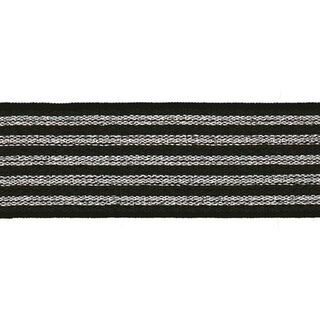 nastro elastico a righe [ Larghezza: 25 mm ] – nero/argento, 