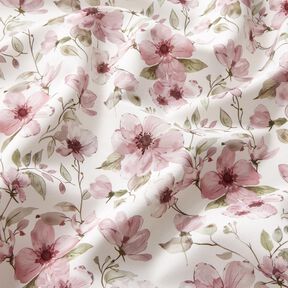 Tessuto per tovaglia Fiorellini ad acquerello – avorio/rosa antico chiaro, 