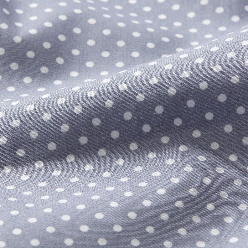 popeline di cotone Mini pois Polka – blu acciaio/bianco, image number 2